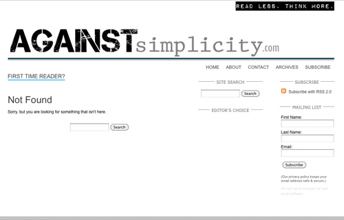 Against Simplicity Blog Screenshot